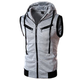 Men's Sports Active Sleeveless Slim Hoodie & Sweatshirt - Solid Colored / Color Block Hooded Wine XL