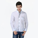 Men's Work Business Plus Size Slim Shirt - Solid Colored Basic Classic Collar Blue / Long Sleeve / Spring / Fall