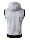 Men's Sports Active Sleeveless Slim Hoodie & Sweatshirt - Solid Colored / Color Block Hooded Wine XL