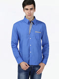Men's Work Business Plus Size Slim Shirt - Solid Colored Basic Classic Collar Blue / Long Sleeve / Spring / Fall